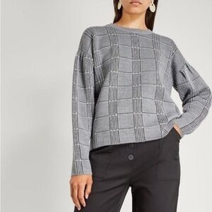 Maje Mission Grid Pattern Crew Neck Sweater Size Small